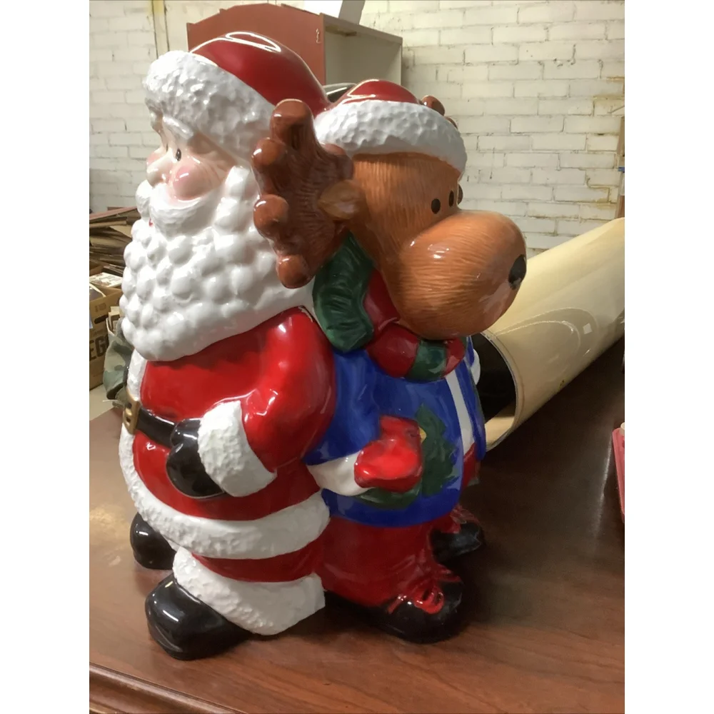 Mr. Moose & Friends Santa Snowman 3D Ceramic Cookie Jar
